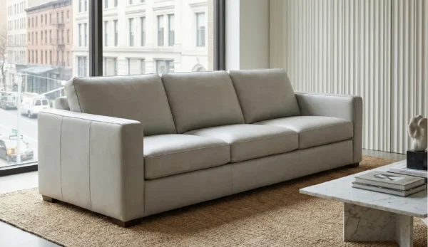 Light grey Italian Leather Sofa